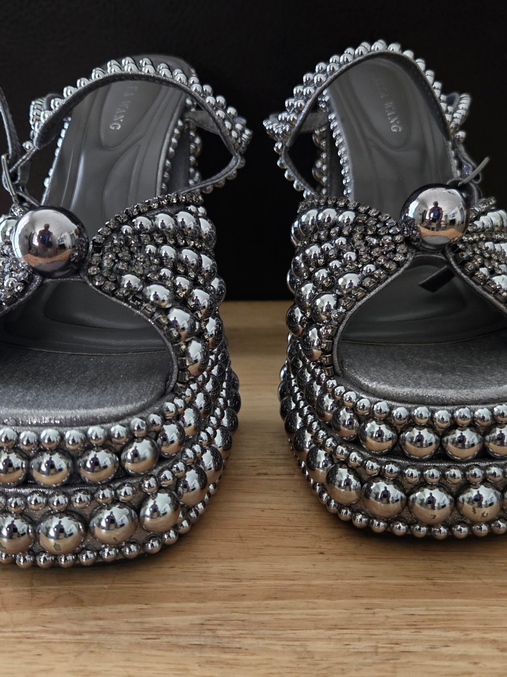Gianni Bini Oaklynn Rhinestone Jeweled Studded Platform Heels - Picture 3 of 9